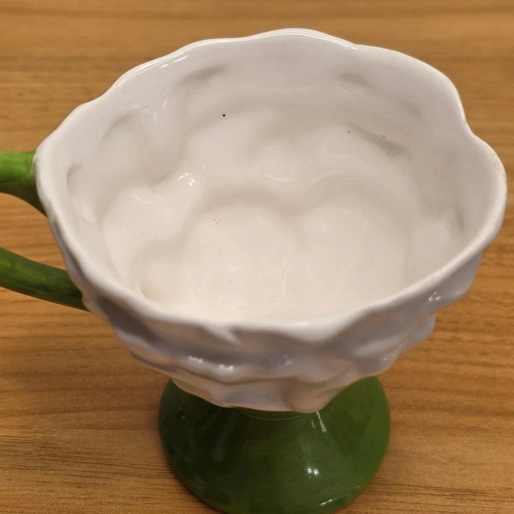Vintage‎ Teleflora Gift Ceramic Teacup & White Rose Flower Saucer With Stand